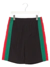 Gucci Boy's Crinkle Effect Web Sides Shorts, Size 4-12 In Black Mix