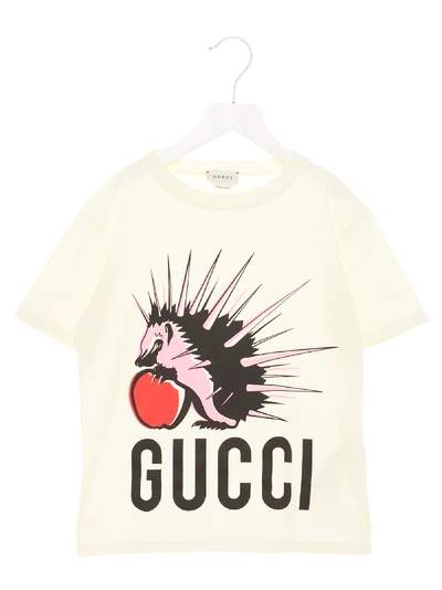 Gucci Kids' Hedgehog Print T-shirt In Neutrals