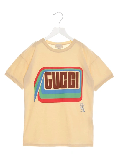 Gucci Kids' Boy's Tiger Graphic Short-sleeve Logo T-shirt, Size 4-12 In White