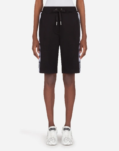 Dolce & Gabbana Jersey Jogging Shorts In Black