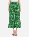 DOLCE & GABBANA POPLIN CULOTTES WITH FOUR-LEAF CLOVER PRINT