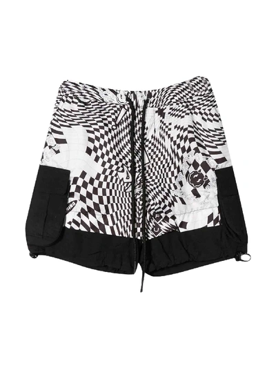 Araia Teen Checked Shorts In Bianco/nero