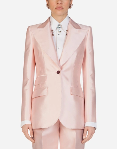 Dolce & Gabbana Single-breasted Mikado Jacket In Pink