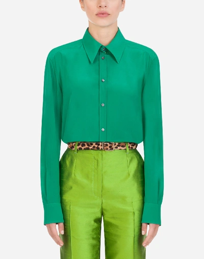 Dolce & Gabbana Crepe De Chine Shirt In Green