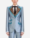 DOLCE & GABBANA SINGLE-BREASTED BLOCK COLOR JACKET IN SHANTUNG