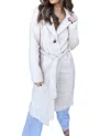 26 International Long Coat With Belted Waist In Tan In Multi