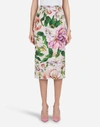 Dolce & Gabbana Floral Print Stretch Silk Charmeuse Pencil Skirt In Floral Print