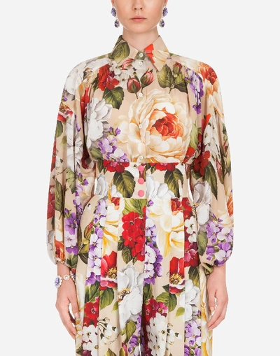 Dolce & Gabbana Oversize Floral-print Crepe De Chine Shirt In Floral Print
