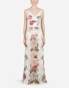 DOLCE & GABBANA CHIFFON SLIP DRESS WITH MIXED FLORAL PRINT AND LACE DETAILS
