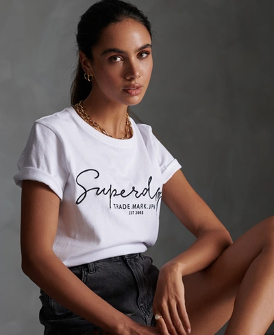Superdry Women's Alice Script Embroidered T-shirt White