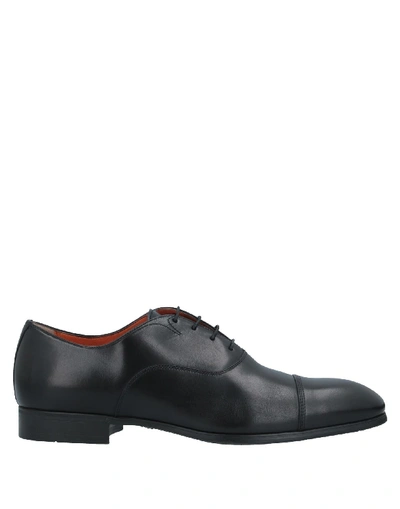 SANTONI SANTONI MAN LACE-UP SHOES BLACK SIZE 7 SOFT LEATHER,11819157KA 12
