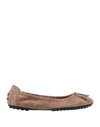 Tod's Ballet Flats In Khaki