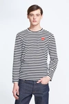 Comme Des Garçons Multicolor Red Heart Long Sleeve T-shirt In Blue