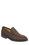 Sandro Moscoloni Men's Moc Toe Penny Strap Slip-on Men's Shoes In Brown