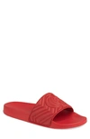 Gucci Red Quilted Gg Pool Slides In Deep Coral