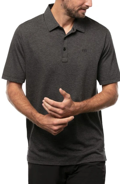 Travismathew The Zinna Slub Piqué Polo In Heather Black