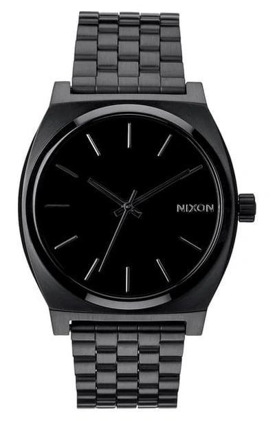 Nixon 'the Time Teller' Stainless Steel Bracelet Watch, 37mm In Black/black