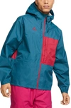 Nike Acg 2.5l Packable Jacket In Midnight Turquoise/ Noble Red