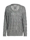 BRUNELLO CUCINELLI Paillette Chunky Knit V-Neck Sweater