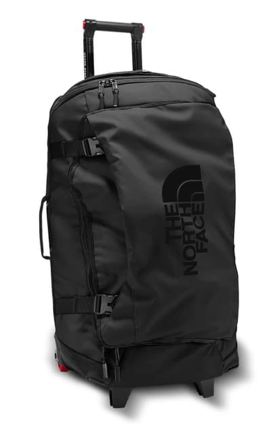The North Face Rolling Thunder Wheeled Duffle Bag In Black Label Toss Print/black