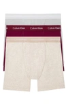 Calvin Klein 3-pack Stretch Cotton Boxer Briefs In Grey Oatmeal Raisin