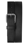 Shinola Men's Leather Belt W/ Brushed Nickel Buckle In Black