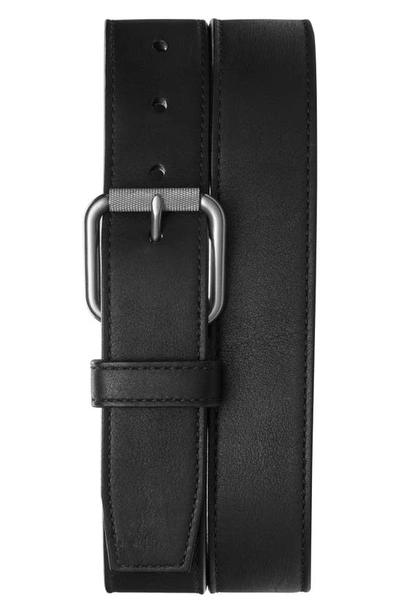 Shinola Men's Leather Belt W/ Brushed Nickel Buckle In Black