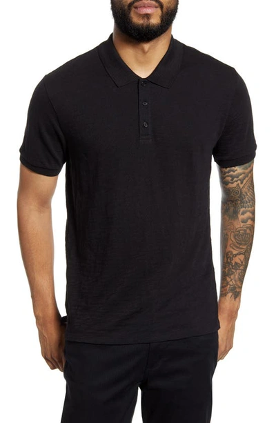 Vince Classic Slim Fit Polo In Black