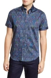 ROBERT GRAHAM PAYNE PAISLEY SHORT SLEEVE BUTTON-UP DENIM SHIRT,MS202132TF