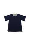 GUCCI CONTRASTING COLLAR POLO SHIRT IN BLUE,599938 XJB3C 4663
