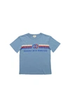 GUCCI FRIENDLY WITH MONSTERS T-SHIRT IN LIGHT BLUE,575114 XJB5B 4722
