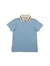 GUCCI EMBROIDERED COLLAR POLO SHIRT IN LIGHT BLUE,599942 XJB3E 4600