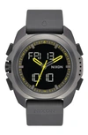 Nixon Ripley Ana-digi Silicone Strap Watch, 47mm In Gunmetal/ Black/ Yellow/ Grey