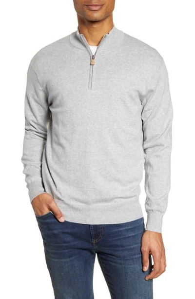Peter Millar Crown Quarter Zip Pullover Sweater In British Grey