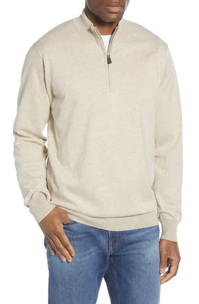 Peter Millar Crown Quarter Zip Pullover Sweater In Stone