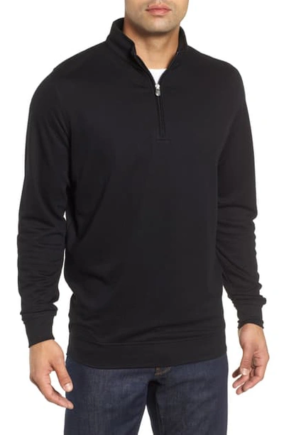 Peter Millar Comfort Interlock Quarter Zip Pullover In Black