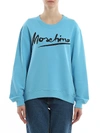 MOSCHINO LOGO PRINT COTTON SWEATSHIRT IN LIGHT BLUE,1715 0427 1313