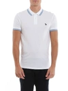 PAUL SMITH STRIPED DETAIL AND PATCH POLO SHIRT IN WHITE