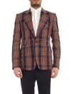 VIVIENNE WESTWOOD SINGLE BREASTED CHECKED JACKET IN BLUE AND ORANGE