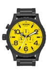 Nixon 'the 51-30 Chrono' Watch, 51mm In Black/ Yellow/ Black