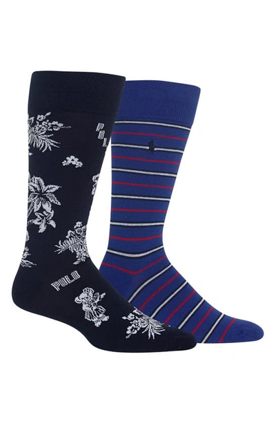 Polo Ralph Lauren Men's Patterned Crew Socks - Pack Of 2 In Navy/royal