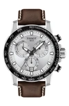 TISSOT SUPERSPORT CHRONOGRAPH LEATHER STRAP WATCH, 45.5MM,T1256171603100