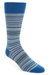 Cole Haan Multistripe Crew Socks In True Blue