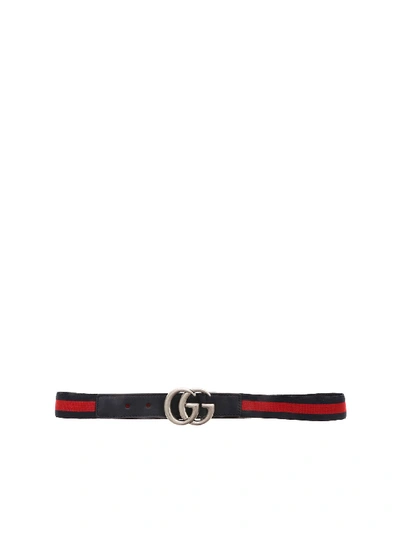 Gucci Web Fabric Belt In Red And Blue