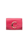 CHLOÉ C LEATHER WALLET IN FUCHSIA,CHC19UP058A376BB