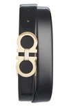 Ferragamo Black Leather Belt In Black