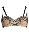 Chantelle Shadows Floral Lace Half-cup Bra In Black/nude