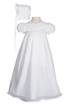 Little Things Mean A Lot Christening Gown & Hat Set In White
