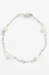 Mignonette Sterling Silver & Cultured Pearl Bracelet In White