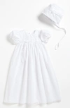 LITTLE THINGS MEAN A LOT EMBROIDERED CHRISTENING GOWN & BONNET,BJ06GS